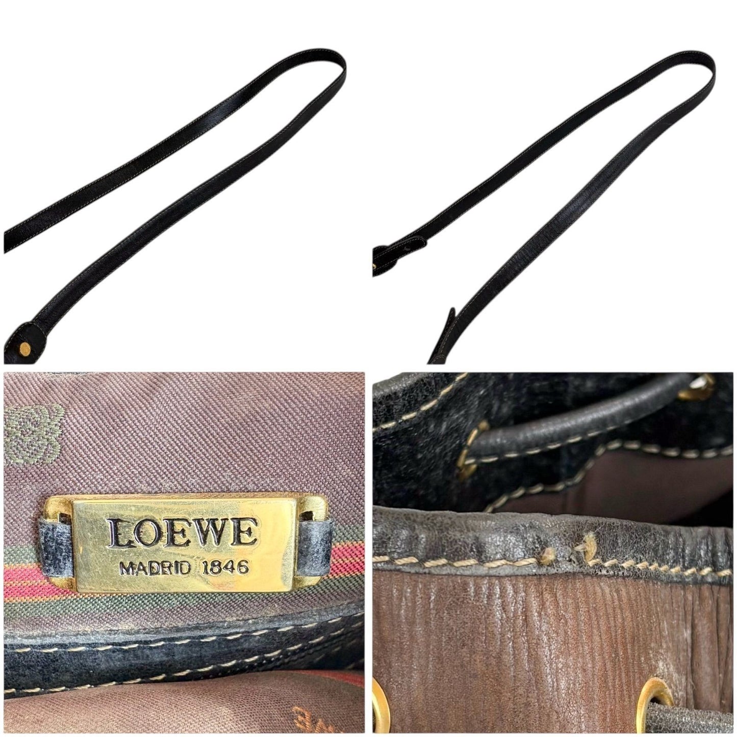 Loewe Velazquez Twist Gold Hardware Brown Leather Drawstring Shoulder Bag