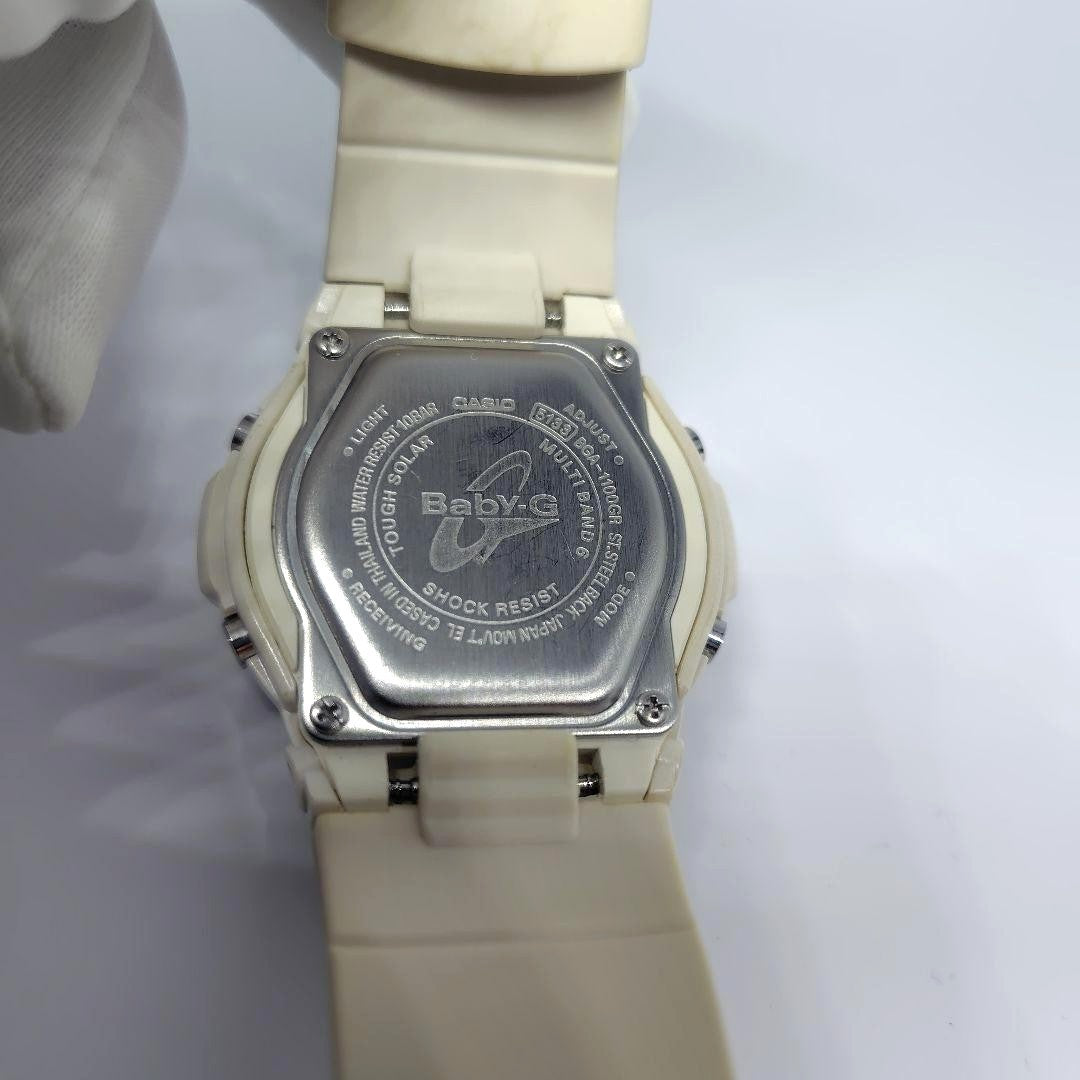 CASIO Baby-G BGA-1100GR Analog Digital Womens Watch White Resin Shock Resist