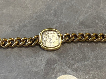 Louis Vuitton 1854 Chain Bracelet Gold Silver Tone Brass Maison fondée 1854