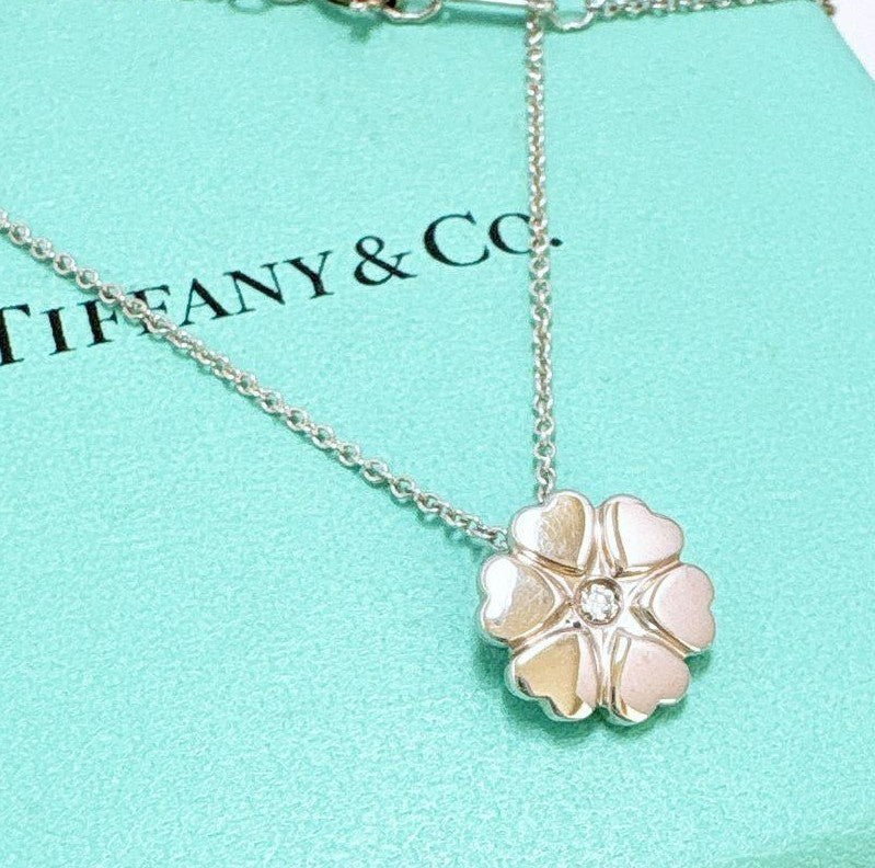 Tiffany & Co Silver 925 Crown of Hearts Necklace Pendant Paloma Picasso L 16.5in
