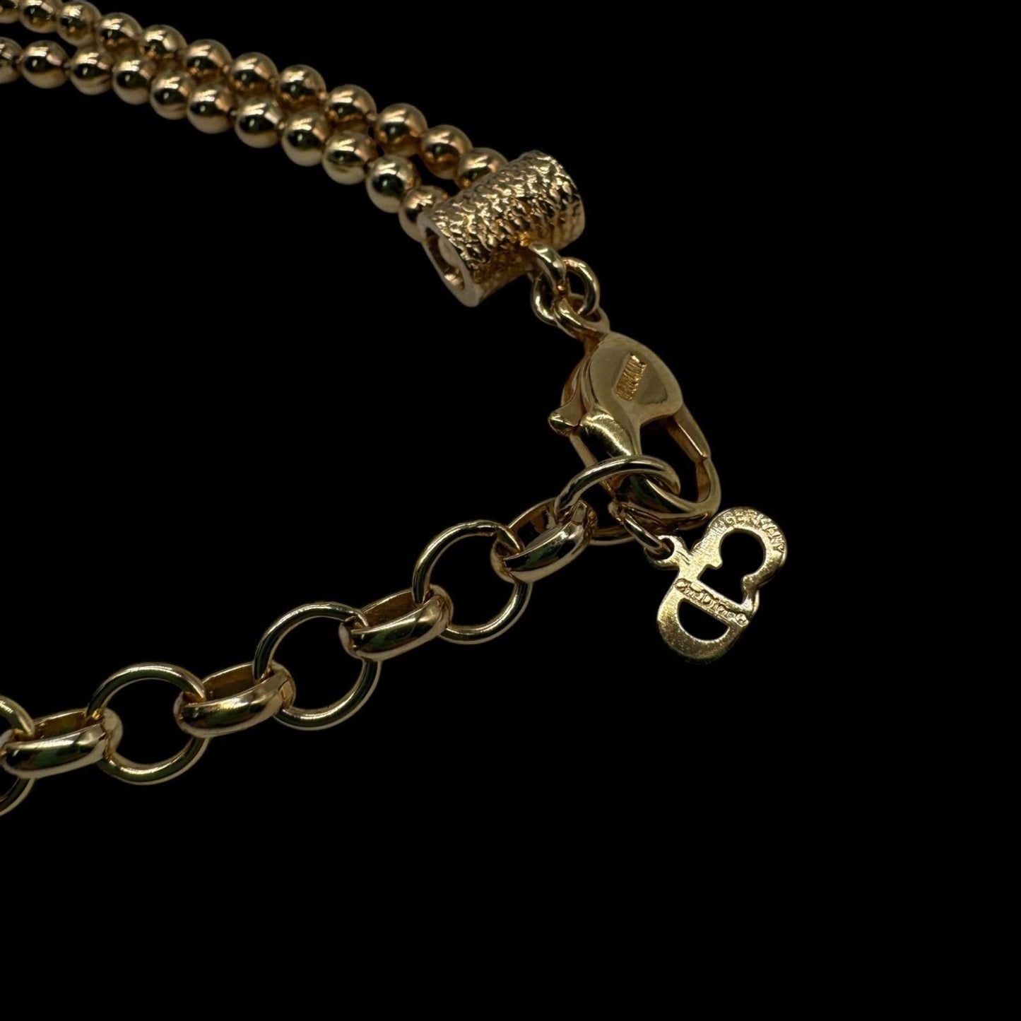 Vintage Christian Dior Gold Plated Rhinestone Choker Necklace Used Excellent