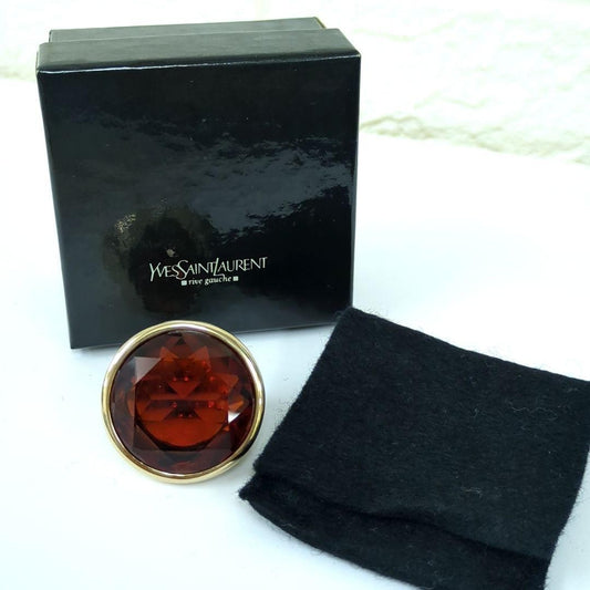 Yves Saint Laurent Reddish brown Colored Stone Large Ring Size 50 US 5.25 71.4g