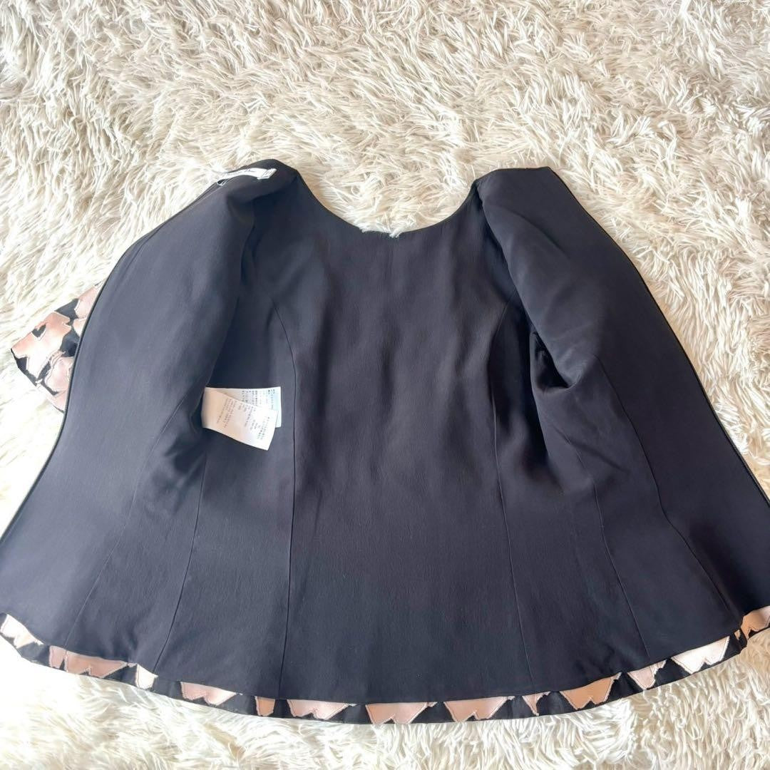Authentic Christian Dior Floral Print Silk Top Black Pink Back Zipper Size 38 M