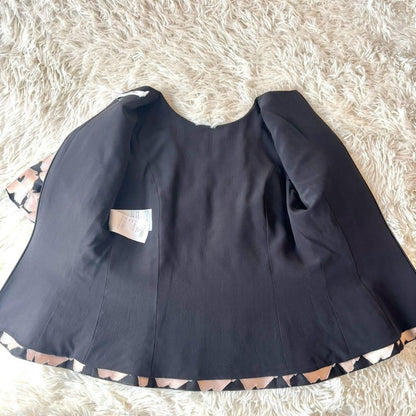 Authentic Christian Dior Floral Print Silk Top Black Pink Back Zipper Size 38 M