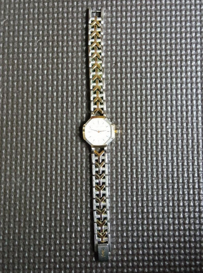 Yves Saint Laurent YSL Octagon Ladies Quartz Watch Gold Silver SS GP Japan VTG
