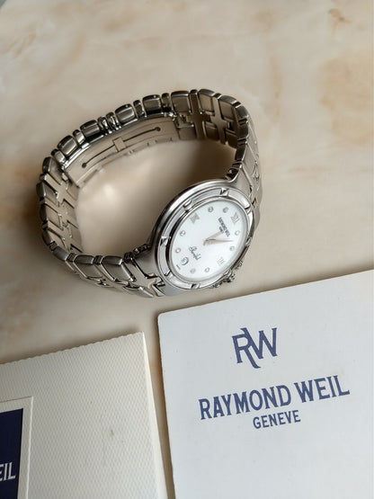 Raymond Weil 9995-PD White Mother Of Pearl Dial Quartz Watch Women Excellent