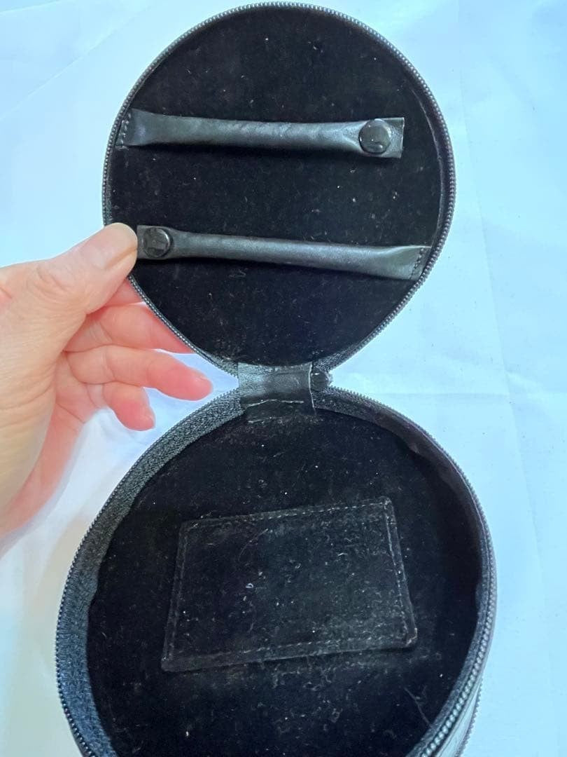 Gianni Versace Round Braided Leather Jewelry Case D 11cm 4.3" L 5cm 2.0"