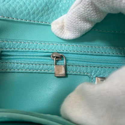 Tiffany & Co Manhattan Satchel Tiffany Blue Calf Leather Handbag Silver Hardware