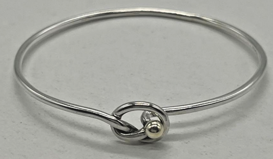 Tiffany&Co. Auth Love Knot Hook Eye Bangle 925 Silver 18K YG 750 Combo 16cm 6.3"