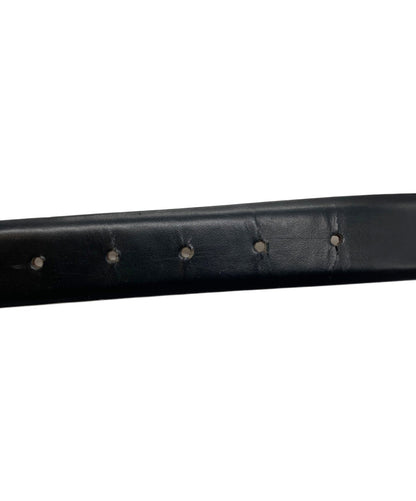 FENDI FF Logo Buckle Belt Mens Black Leather Silver Hardware 90cm 35.4in Italy