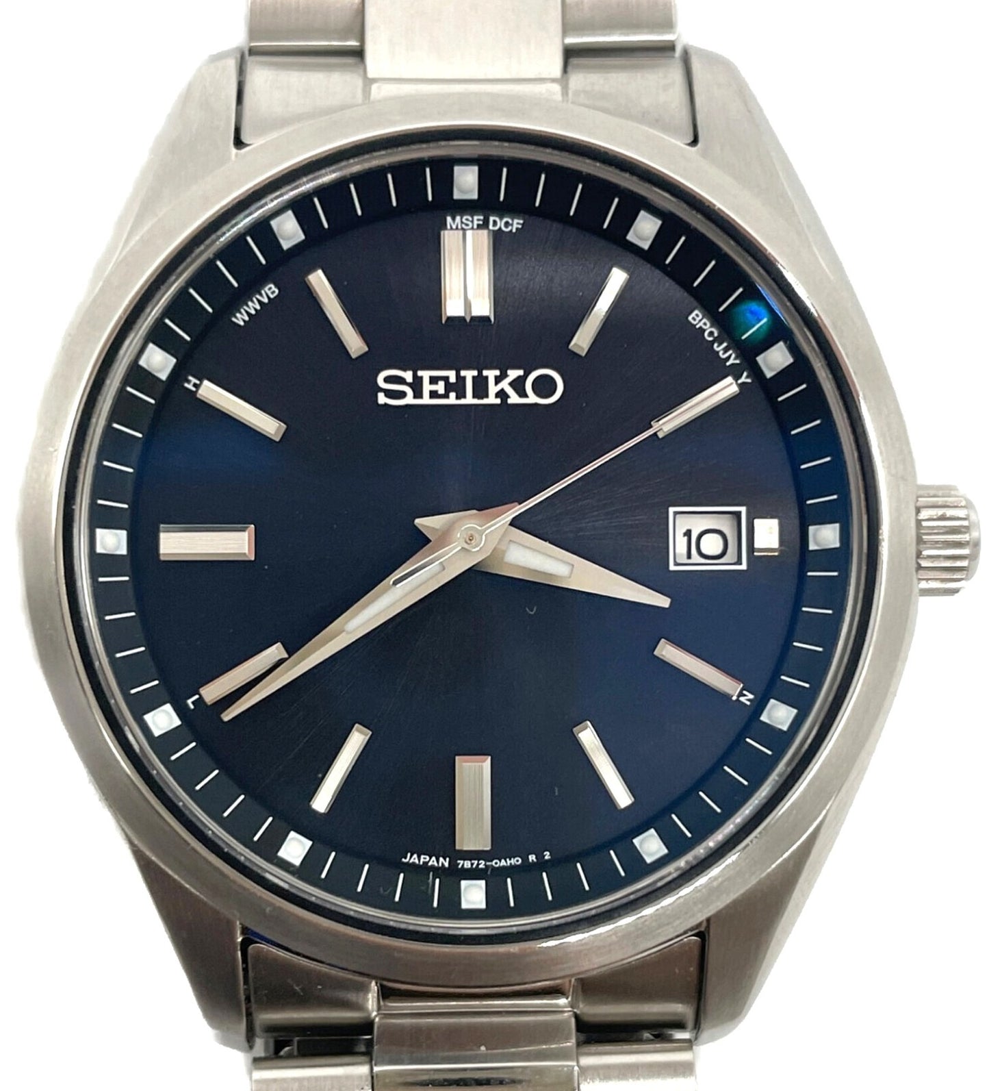 SEIKO SBTM323 Radio Solar Wristwatch Blue Dial Stainless Steel Men Watch Japan