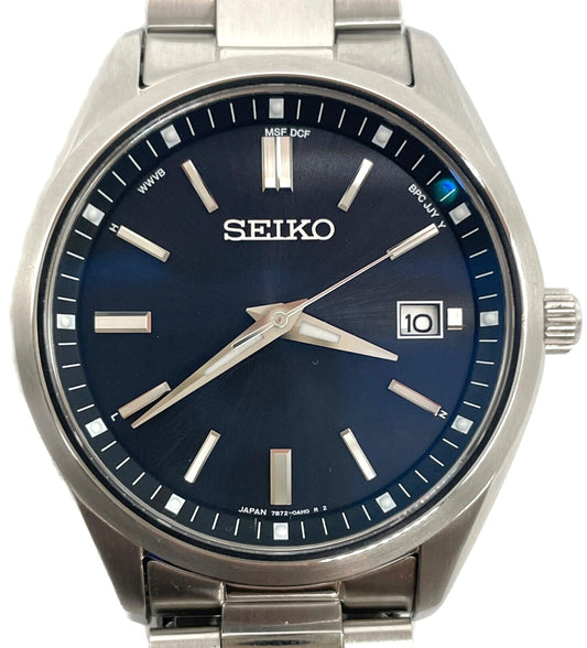 SEIKO SBTM323 Radio Solar Wristwatch Blue Dial Stainless Steel Men Watch Japan