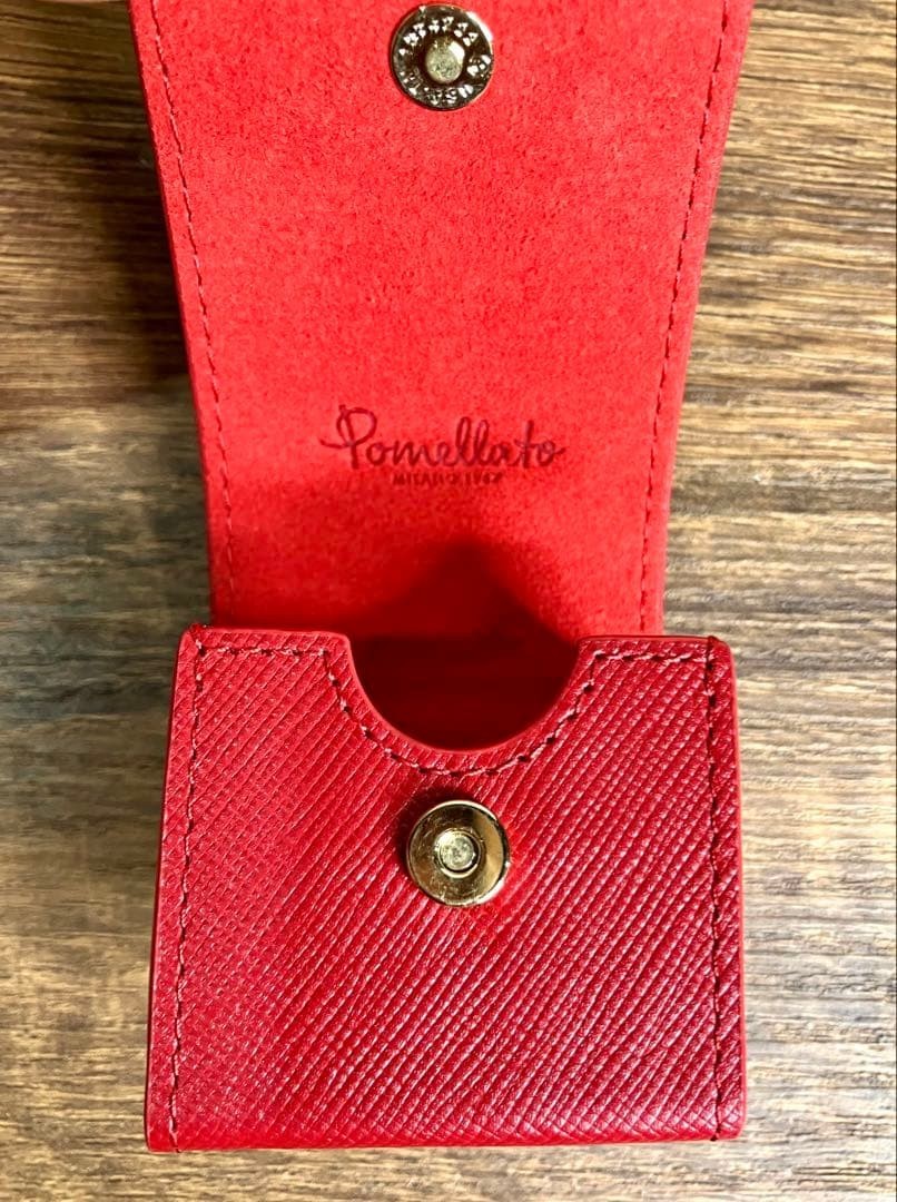 Pomellato Red Leather Keychain AirPods Case Holder