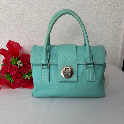 Tiffany & Co Manhattan Satchel Tiffany Blue Calf Leather Handbag Silver Hardware
