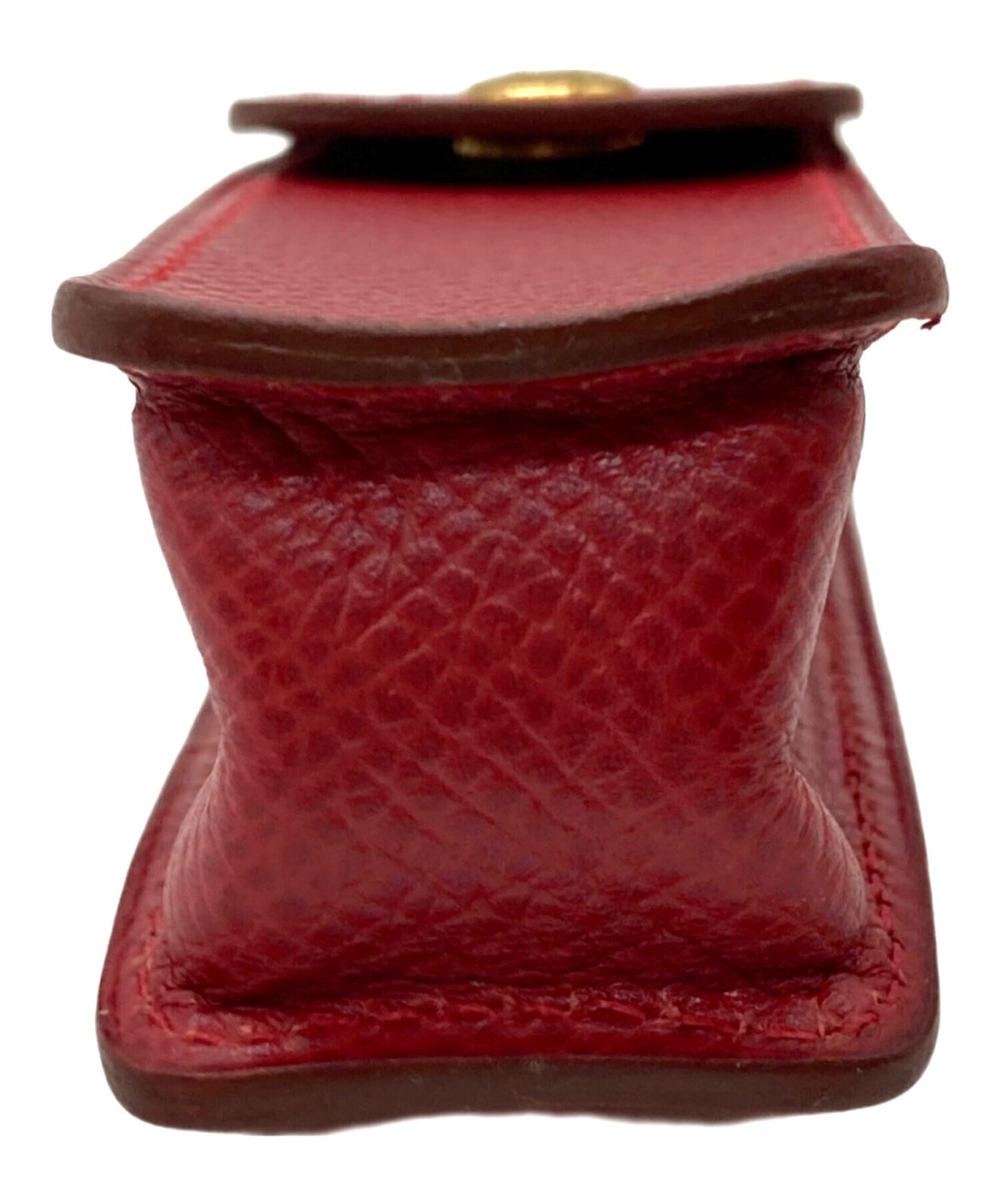 HERMES Serie Button Leather Case Pen Lighter Holder Red Calfskin Gold HW France