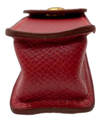 HERMES Serie Button Leather Case Pen Lighter Holder Red Calfskin Gold HW France