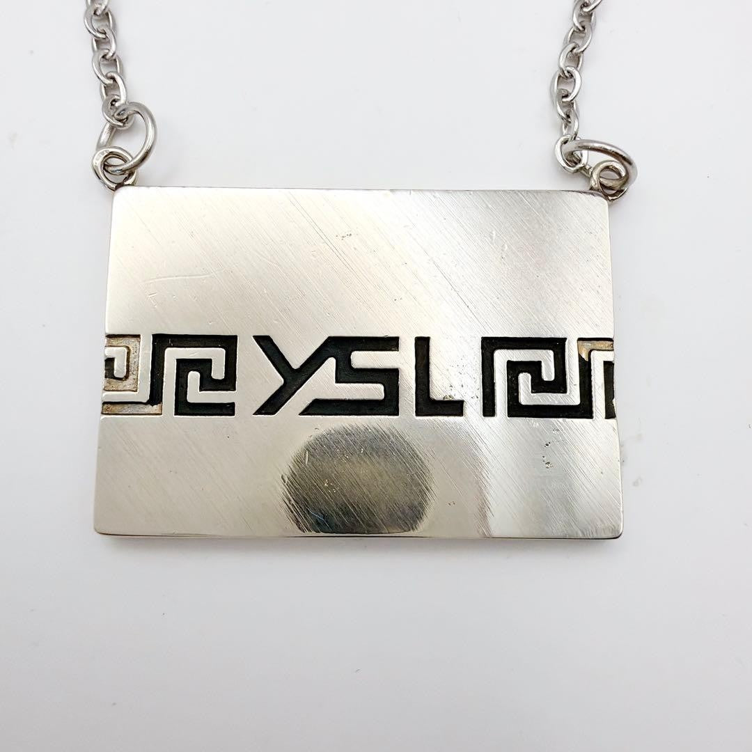 Yves Saint Laurent Sterling Silver 925 Square Logo Necklace L 53cm 20in Vintage