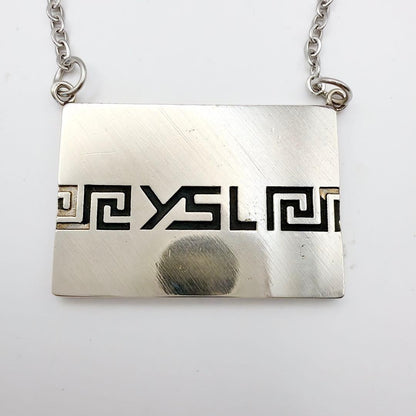 Yves Saint Laurent Sterling Silver 925 Square Logo Necklace L 53cm 20in Vintage
