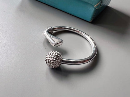 TIFFANY & Co Sterling Silver SV925 Golf Club & Ball Keychain Key Ring With Box