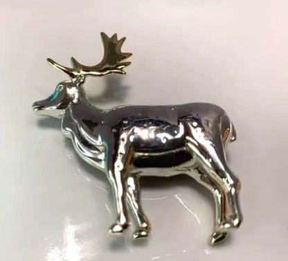 Vintage Tiffany & Co Deer 1988 Sterling Silver 925 x Gold 750 Brooch Used Rare