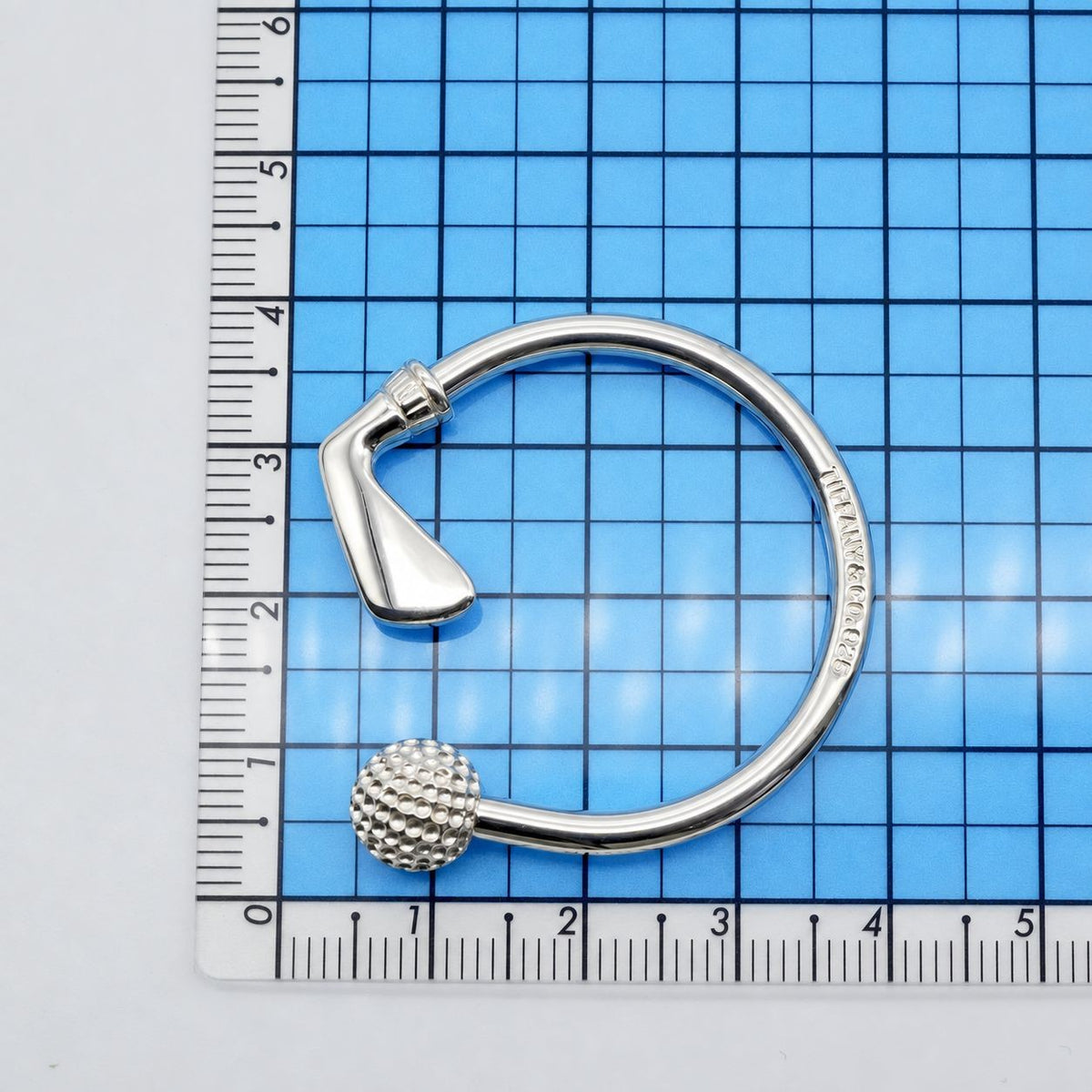 Excellent Tiffany & Co Sterling Silver 925 Golf Ball Club Motif Keyring Keychain