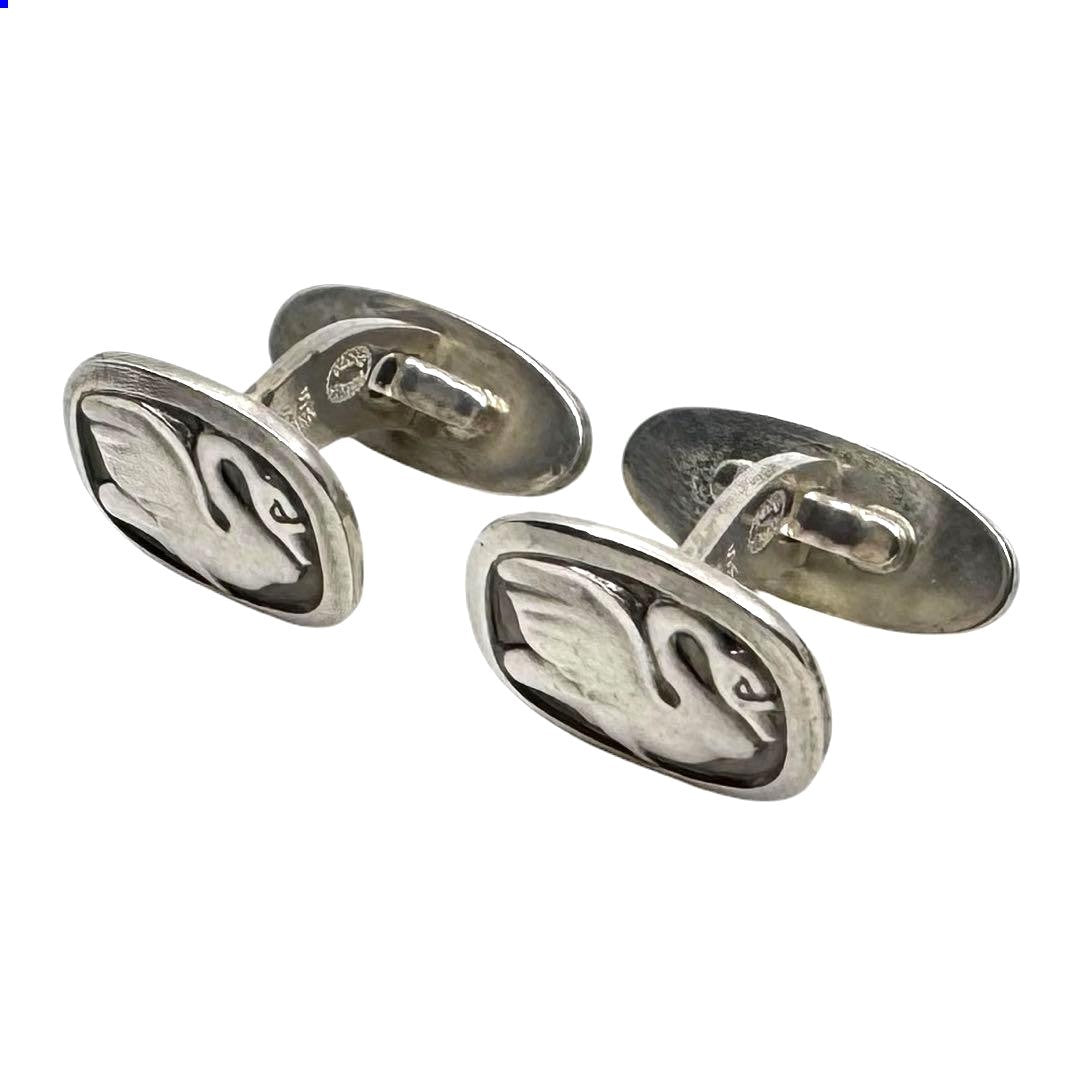 Georg Jensen Swan Cufflinks Sterling Silver 925 Mens Denmark Vintage Bird Motif