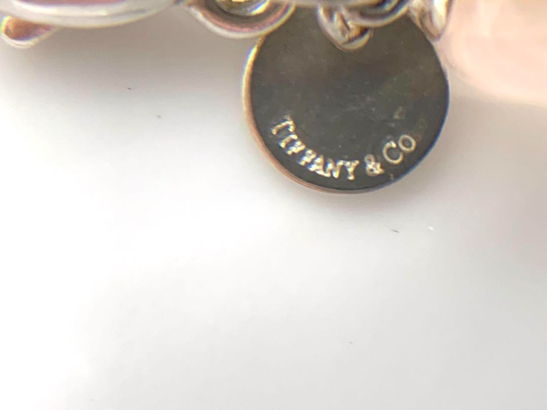 Tiffany & Co Silver 925 Pink Rose Quartz Bead Twist Link Bracelet 18.2cm 7.1"