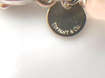 Tiffany & Co Silver 925 Pink Rose Quartz Bead Twist Link Bracelet 18.2cm 7.1"