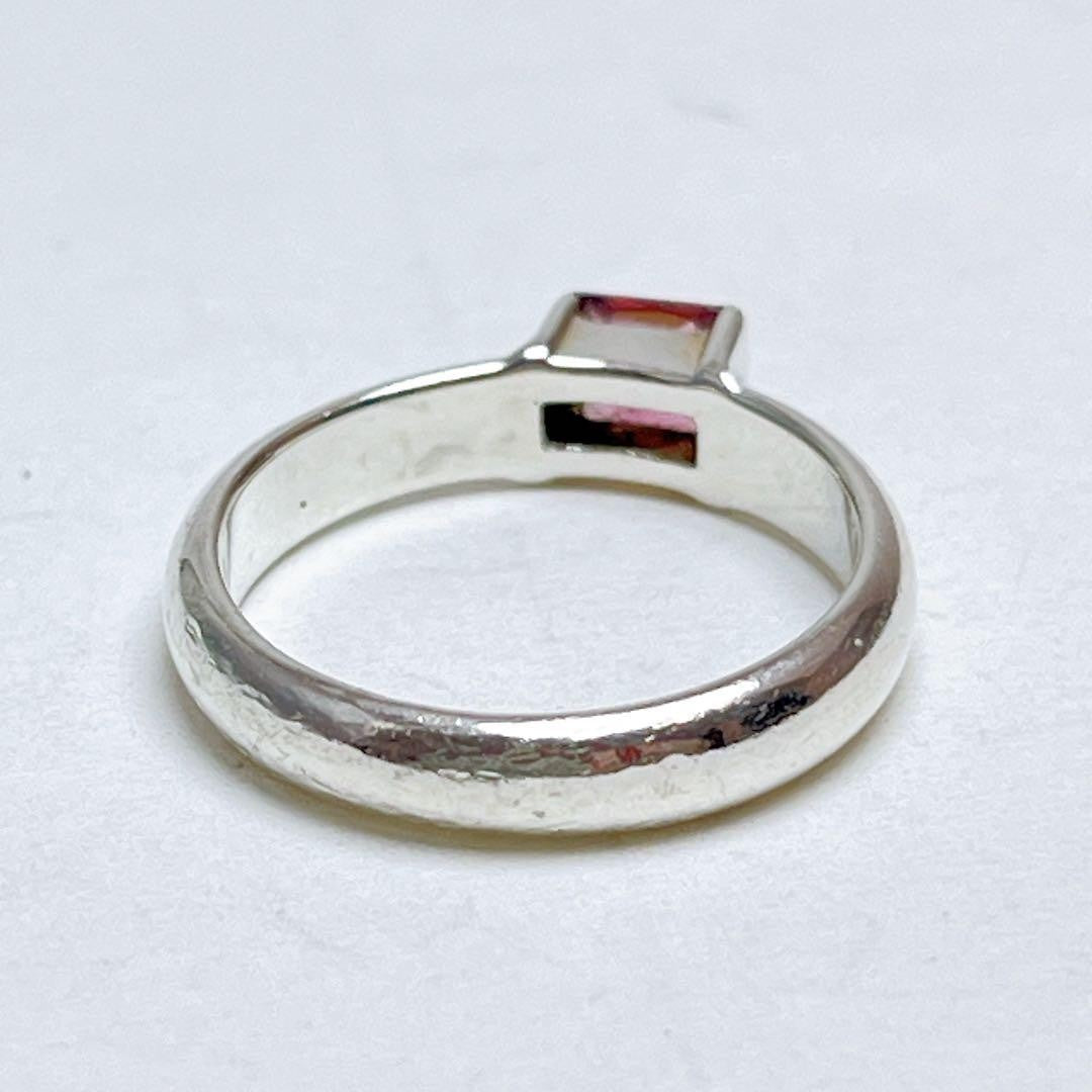 Tiffany & Co Sterling Silver Pink Tourmaline Stacking Ring Size 48 US 4.5 Used
