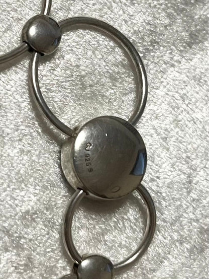 Rare Georg Jensen Sterling Silver 925 Onyx Round Chain Necklace Choker Vintage