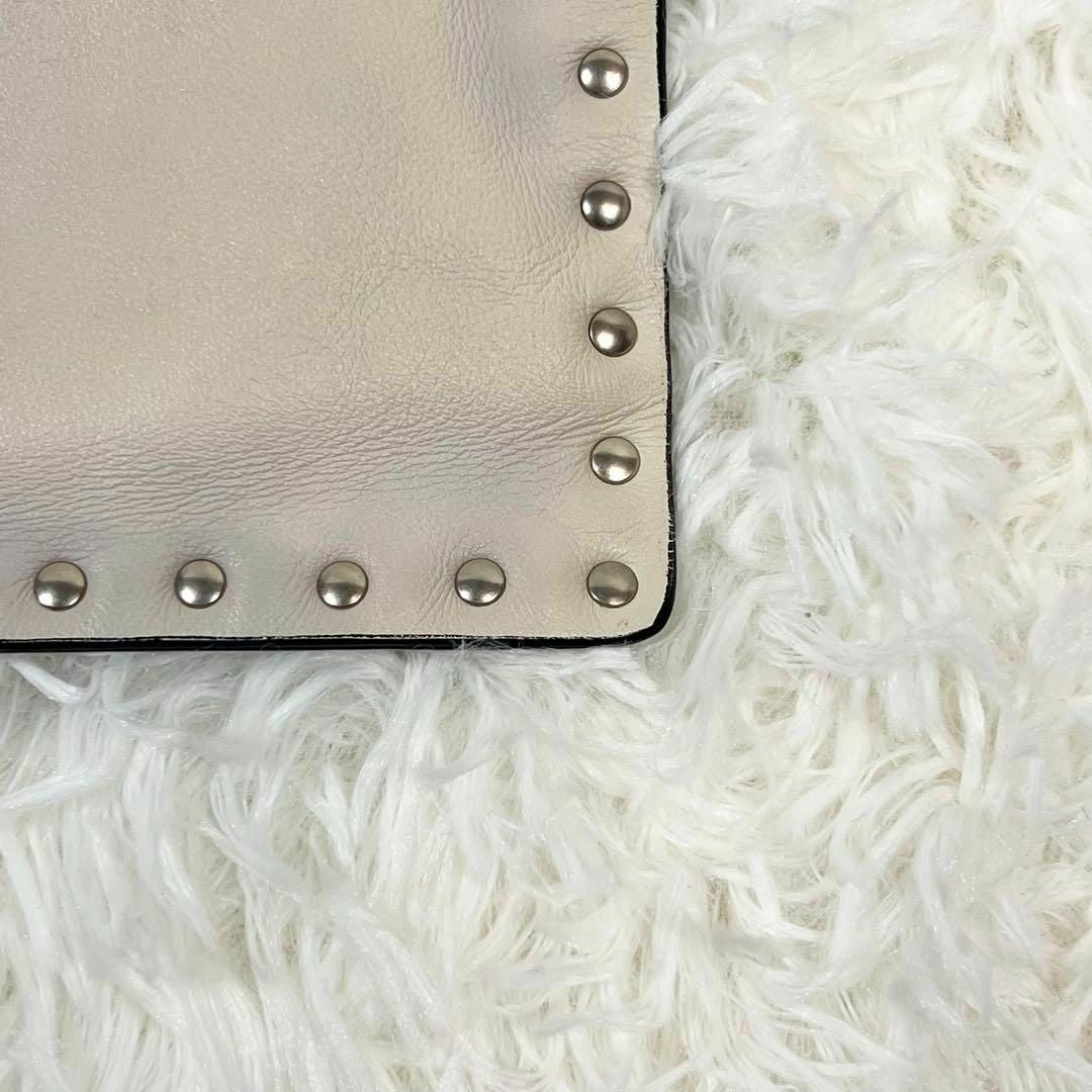 VALENTINO Garavani Rock Stud Black White Leather Clutch Hand Bag Excellent