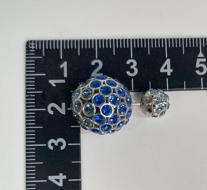 Rare Christian Dior Tribales Blue Silver Rhinestone Earrings Excellent Condition