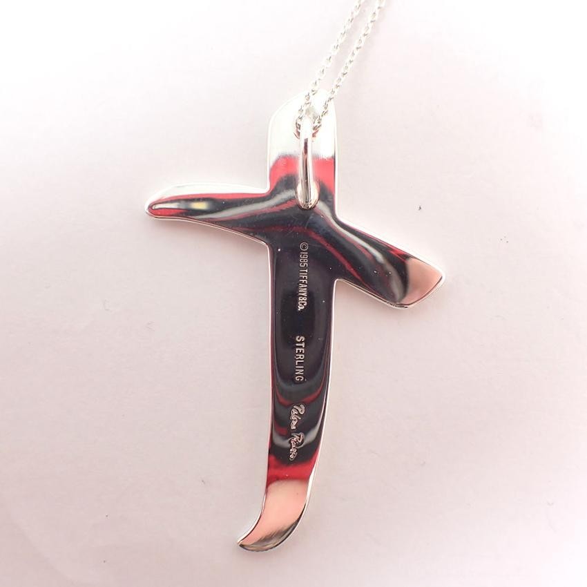 Tiffany & Co Sterling Silver 925 Paloma Picasso Kiss Cross Necklace Pendant 65cm