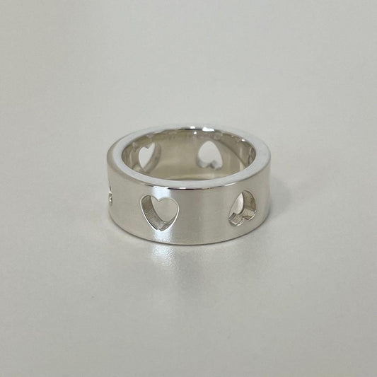 Tiffany & Co Sterling Silver 925 Heart Stencil Cutout Ring Size 53 US 6.5 Rare