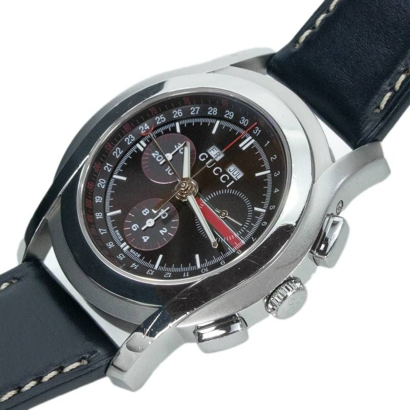 Gucci 5500 YA055206 Chronograph Black Dial Day Date Quartz Watch Men 11482826