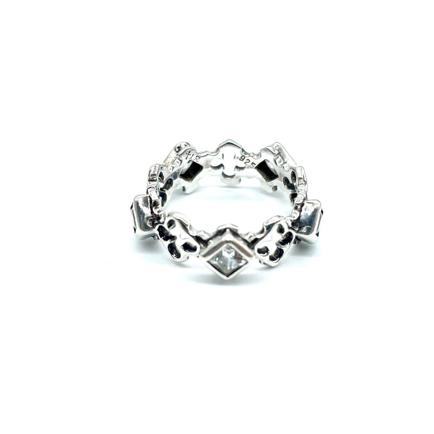 Loree Rodkin Large Dia Shaped Quart Foil Silver Ring Zirconia 925 Size 4 No Box