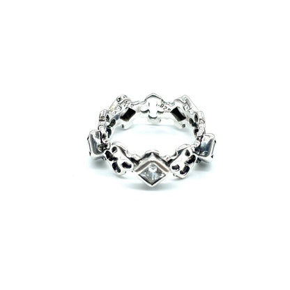 Loree Rodkin Large Dia Shaped Quart Foil Silver Ring Zirconia 925 Size 4 No Box