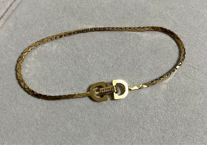 Vintage Dior CD Logo Gold Plated Bracelet women From Japan