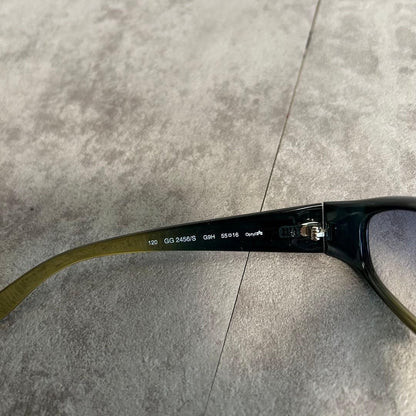 GUCCI GG2456/S Sunglasses Blue Gray Gradient Lens Olive Brown Frame Unisex