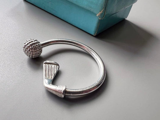 TIFFANY & Co Sterling Silver SV925 Golf Club & Ball Keychain Key Ring With Box
