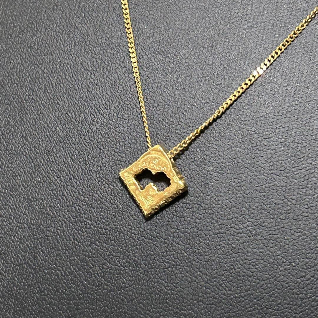 Givenchy Vtg 18KGP Gold Square Rhinestone Necklace 40 cm 15.7" Chain Used Auth