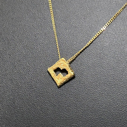 Givenchy Vtg 18KGP Gold Square Rhinestone Necklace 40 cm 15.7" Chain Used Auth