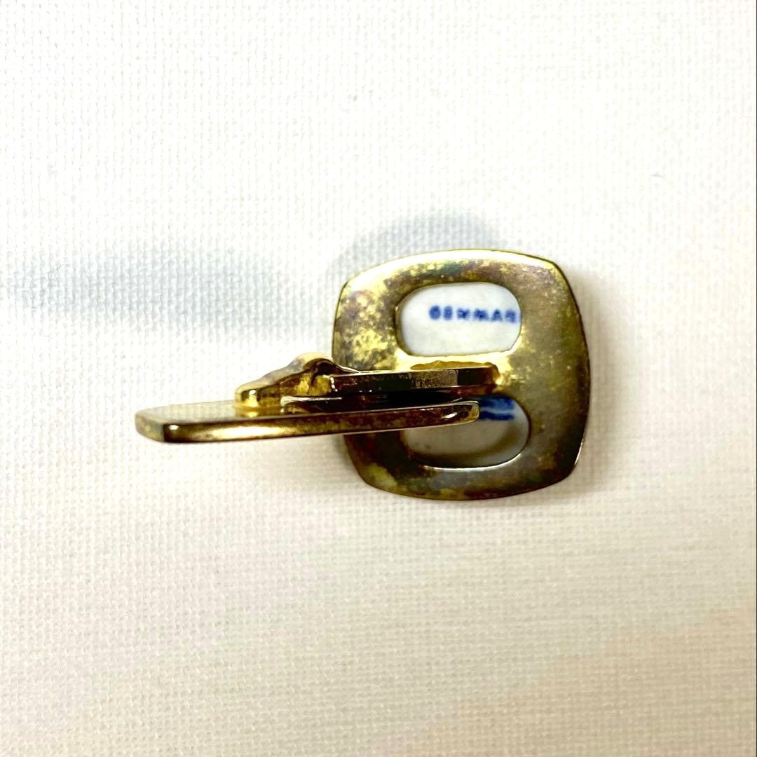 Georg Jensen x Royal Copenhagen Cufflinks Silver 925 Porcelain Horseshoe Denmark
