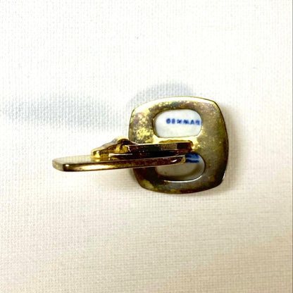 Georg Jensen x Royal Copenhagen Cufflinks Silver 925 Porcelain Horseshoe Denmark