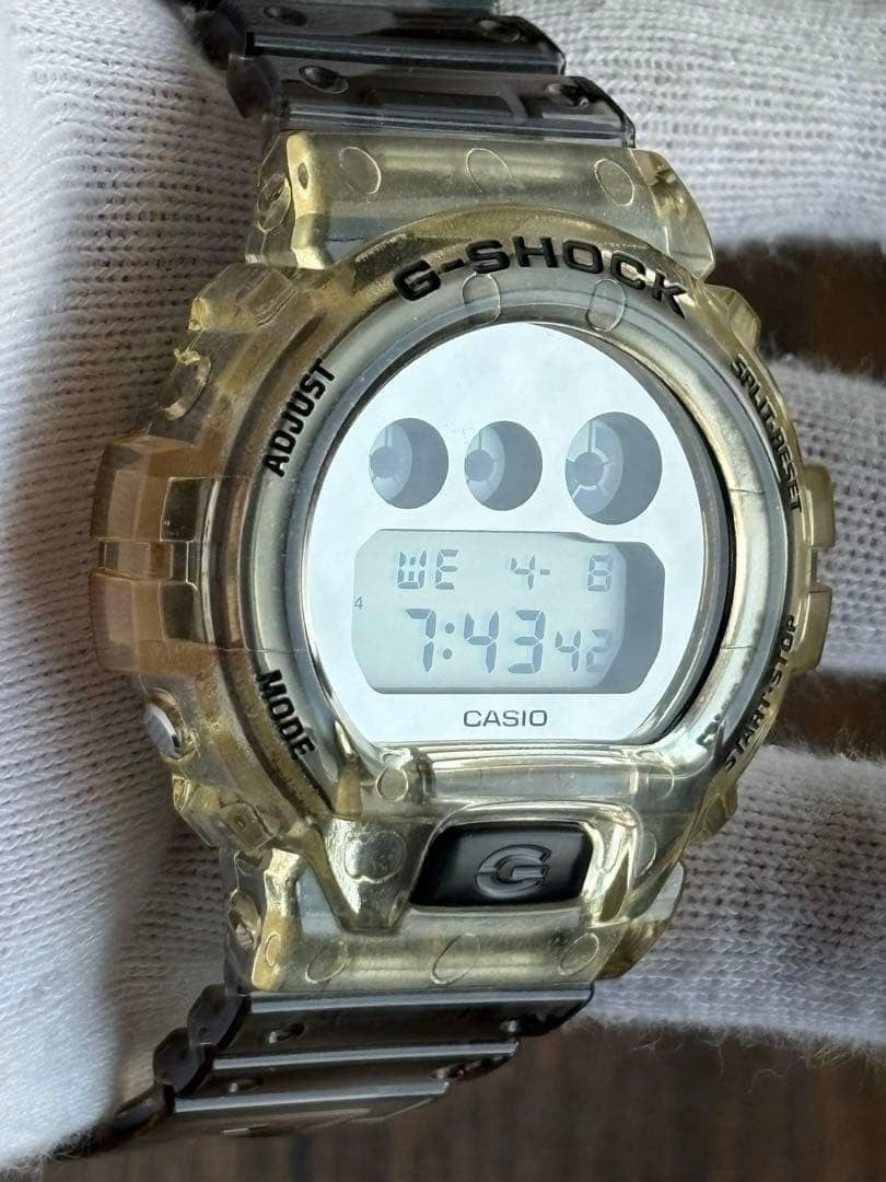 CASIO G-SHOCK DW-6900SK Skeleton Clear Yellow Smoke Resin Digital Watch 49mm