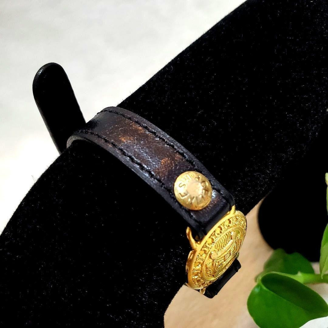 Celine Leather Bracelet Bangle Gold Hardware L 21cm 8.2in Excellent