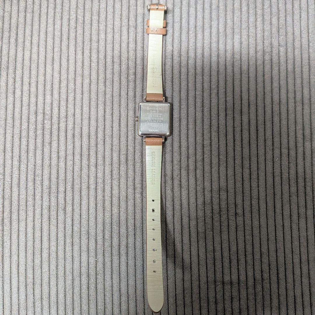 CASIO SHEEN SHS-D400CGL-7AJF Womens Solar Watch Square White Dial Leather Band