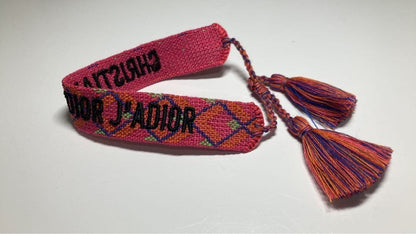 Christian Dior Woven Cotton J'ADIOR Friendship Bracelet Oblique Argyle Near Mint
