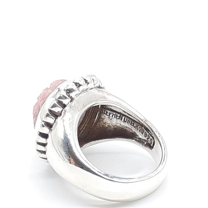 Stephen Dweck Sterling Silver 925 Rhodochrosite Ring Size 47 US 4 Used Women