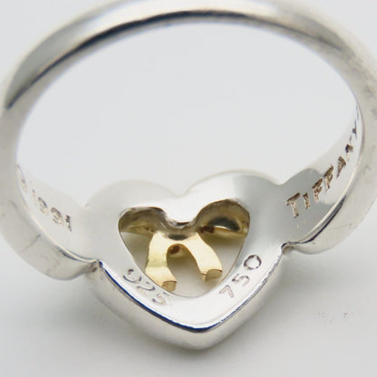 Tiffany & Co Heart Ribbon Ring Silver 925 18K Yellow Gold Combo Size US6 EU52